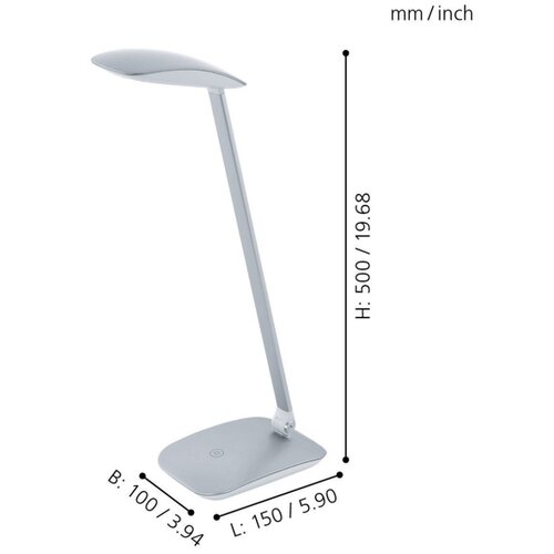 Eglo cajero stolna/1, led, 4,5w, 550lm, na dodir, usb, plastika/srebrna Slike