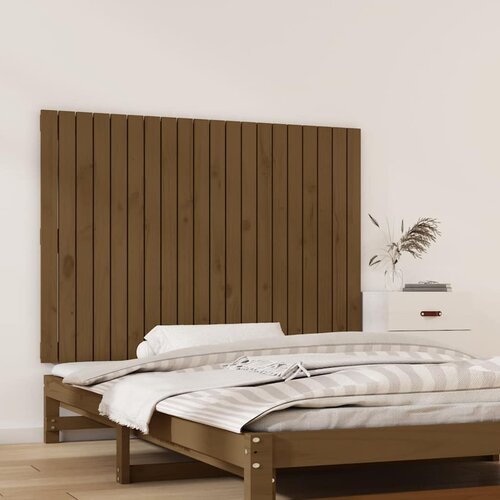  Uzglavlje za krevet boja meda 127,5x3x90 cm masivna borovina Slike