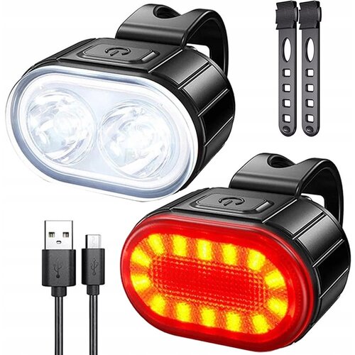  Set močnih aku. led kolesarskih svetilk usb vodoodpornih črnih Cijene