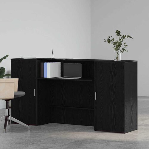  Recepcijski stol crni hrast 200x50x103,5 cm konstruiranog drva Slike