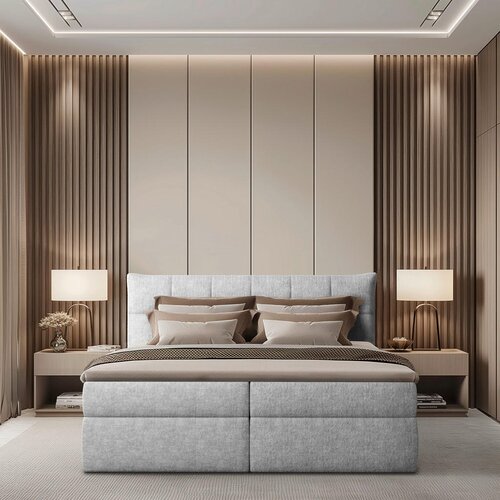 Boxxx POSTELJA Z VZMETNICO 180 cm x 200 cm , tekstil siva Slike