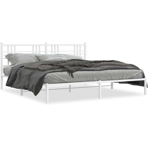 Metalni okvir za krevet s uzglavljem bijeli 200x200 cm Slike