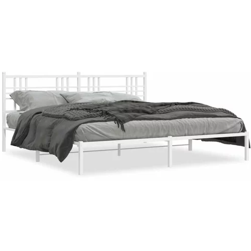 Metalni okvir za krevet s uzglavljem bijeli 200x200 cm