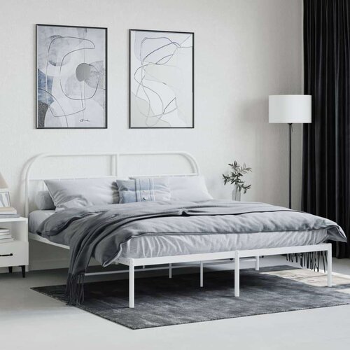VidaXL Metalni okvir za krevet s uzglavljem bijeli 183x213 cm Slike