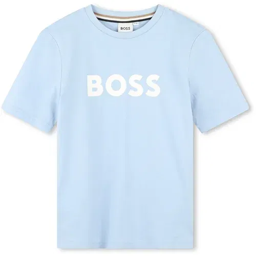 BOSS Kidswear Majica svetlo modra / bela