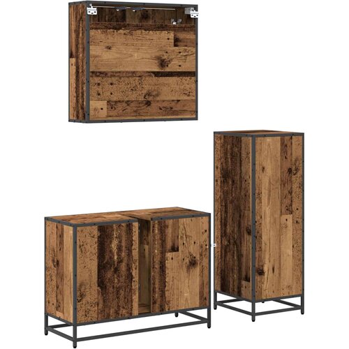  Set namje&amp;scaron;taja za kupaonicu 3 kom. Staro drvo 80 x 33 x 60 cm Slike
