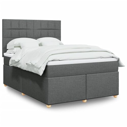 vidaXL Box spring postelja z vzmetnico temno siva 160x200 cm blago Cene