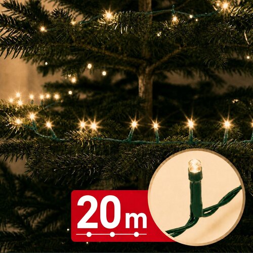 Family Christmas LED niz božičnih lučk 20 m toplo bela svetloba 400 LED 100-240V 6W - zelen kabel Cene