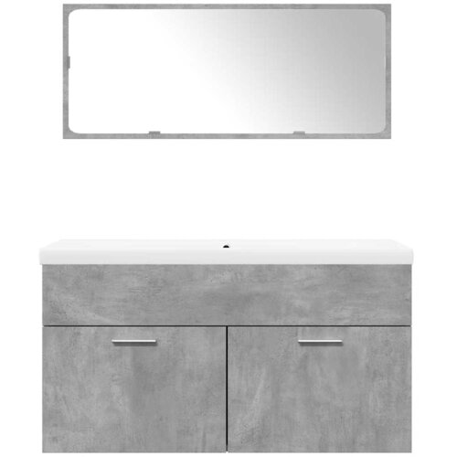  3-dijelni set kupaonskog namje&amp;scaron;taja siva boja betona drveni 90 x 38.5 x 46 cm Slike