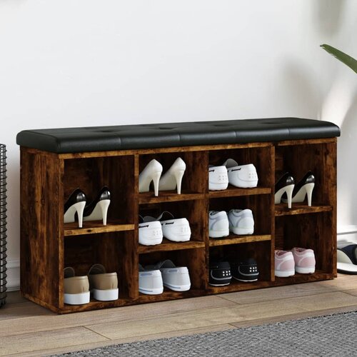  The Living Store Klop za čevlje dimljen hrast 102x32x50 cm inženirski les - Klop Za Čevlje, (21451938) Slike