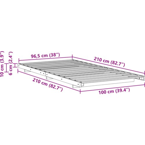  Krevet s daskama Vo&amp;scaron;tano smeđa 100 x 210 cm Masivna borovina Slike