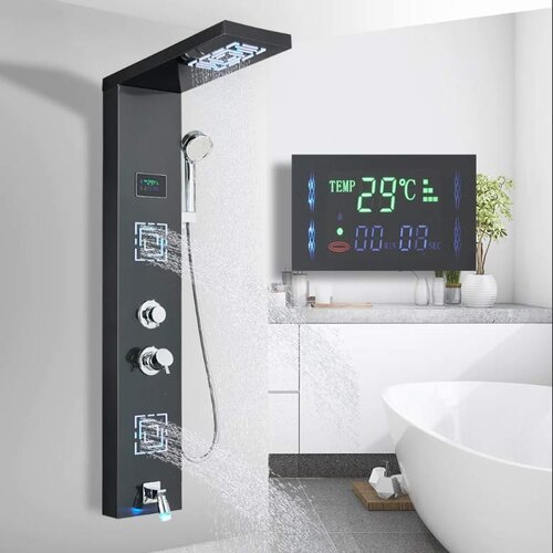  Luksuzni LED tuš panel u crnoj ili nikal boji | Nadgradni tuš sistem EYN TP1444<span> - </span>Mat crna Cijene