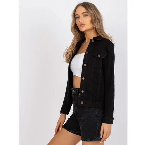 Fashion Hunters Black denim jacket with buttons from RUE PARIS