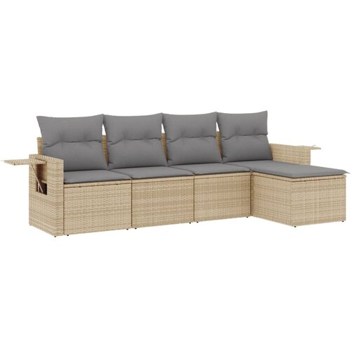  5-dijelni vrtni set sofa s jastucima bež od poliratana 85 x 62 x 69 cm Slike