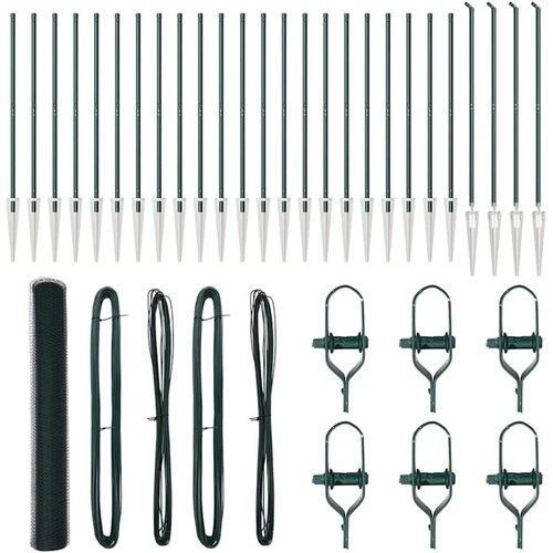 vidaXL heksagonalna ograja zelena 1.4x50 m jeklo, stebri ograje z bodicami 13 kos Ø32 mm 160 cm galvanizirano jeklo Cene