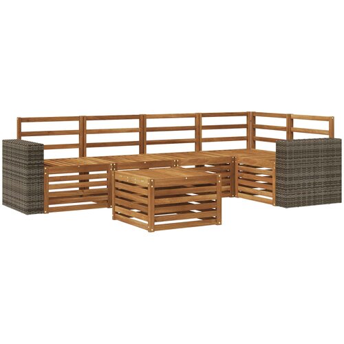 vidaXL Kotna sedežna garnitura 6 pcs Naravna Masiven les akacije, (5000283548) Cene