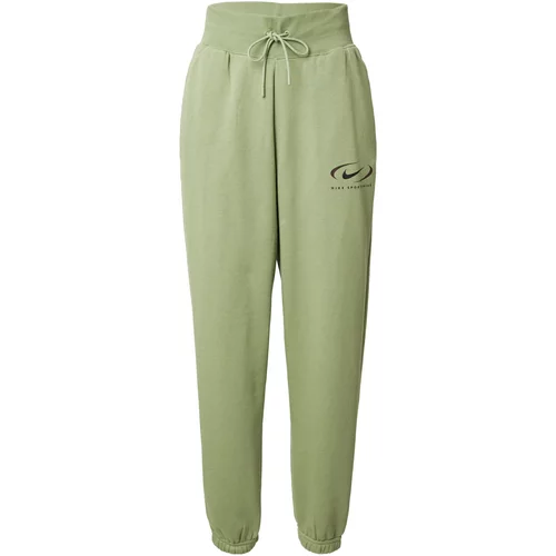 Nike Sportswear Hlače 'PHOENIX FLEECE' svetlo zelena / sliva / črna