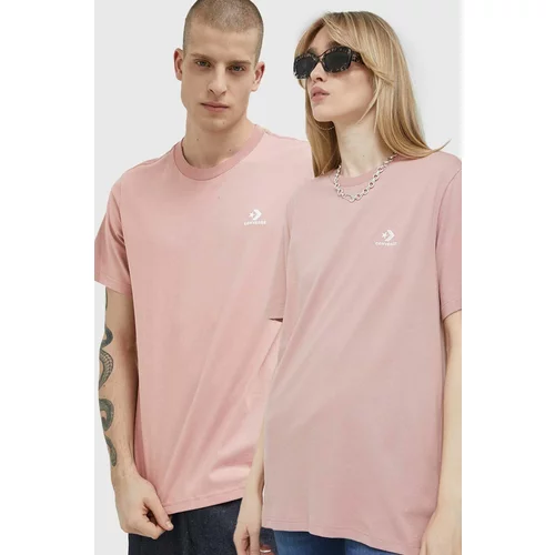 Converse Bombažna kratka majica roza barva