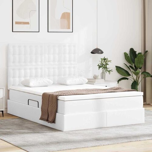 vidaXL Krevet s od storage Čista bijela 140 x 200 cm Lažna koža Cijene
