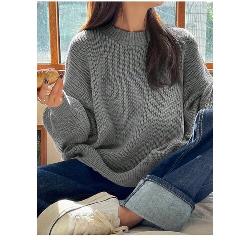Dewberry 13242 Oversize Women Sweater-GREY Slike