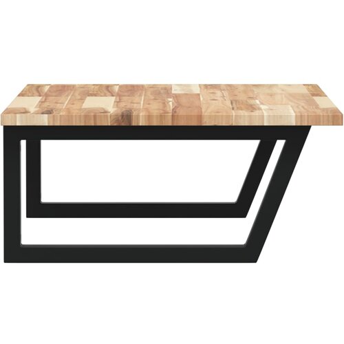  Zidna polica za umivaonik od čelika i masivnog bagremovog drva Smeđa 80 x 60 x 2 cm Slike