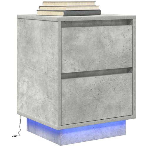 vidaXL Nočna omarica z LED svetili Betonsko siva 38x34x50 cm Cene