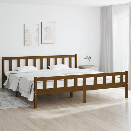 The Living Store Posteljni okvir medeno rjav iz trdnega lesa 200x200 cm - Posteljni Okvir, (21523490) Slike