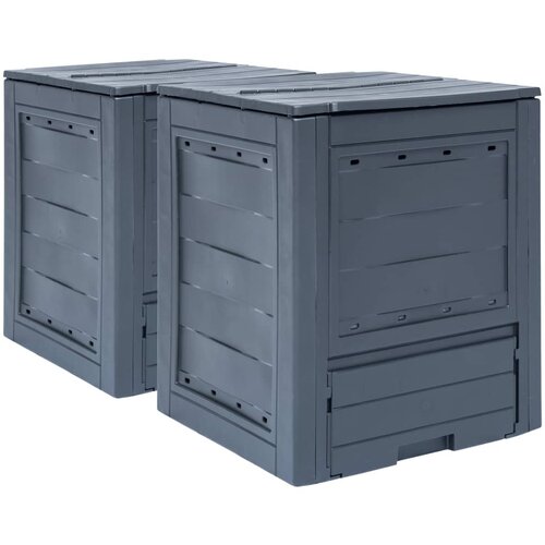 vidaXL Vrtni kompostnik 2 kosa sive barve 60x60x73 cm 520 L Cene