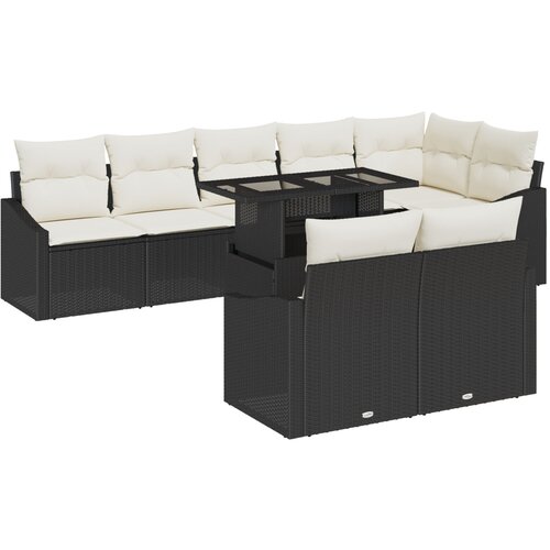 vidaXL vrtni kavč set Set 9 Bež Ratan, poliester, jeklo Vrtni kotni kavč, (22065120) Cene