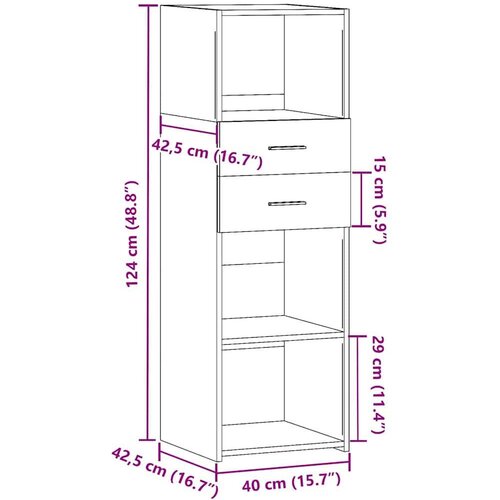 VidaXL Visoka komoda bijela 40 x 42,5 x 124 cm od konstruiranog drva Slike