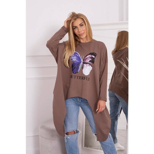 Kesi Oversize mocca print blouse Slike