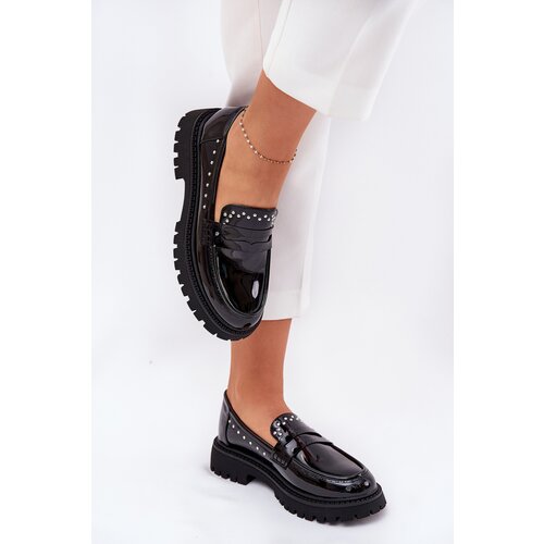 Boto Ladies Patent Moccasins With Decoration Black Nallae Cijene