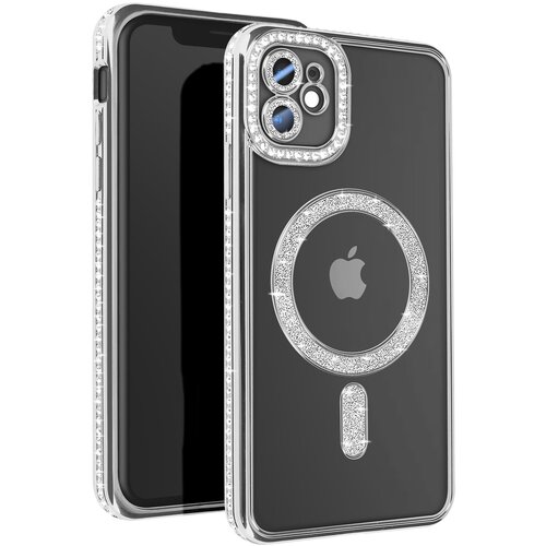 AVIZAR Diamantno ohišje za iPhone 11 Zaščita MagSafe Contour Strass, Srebrna, (5000010608) Cene