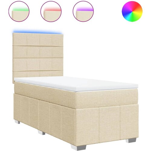 VidaXL Okvir kreveta s oprugama i madrac krem 80x200 cm od tkanine Slike