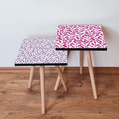 Hanah home 2Shp477 - multicolor pinkpurplewhite nesting table (2 pieces) Cene