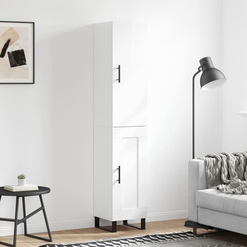 The Living Store Visoka omara visok sijaj bela 34,5x34x180 cm inženirski les - Visoka Omara, (21657337) Slike