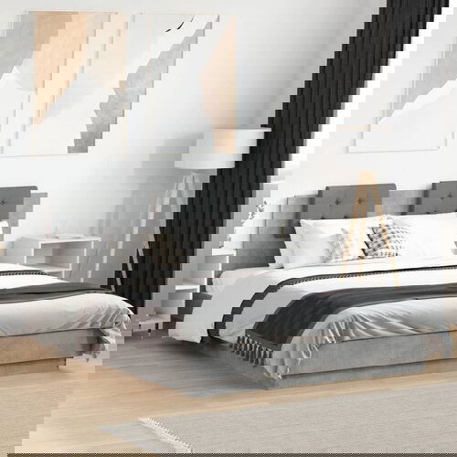 Furnova Posteljni okvir z vzglavjem betonsko siv 140x200 cm inž. les, (21940708) Slike