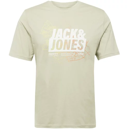 Jack & Jones Majica 'MAP SUMMER' rumena / pastelno zelena / oranžna / bela