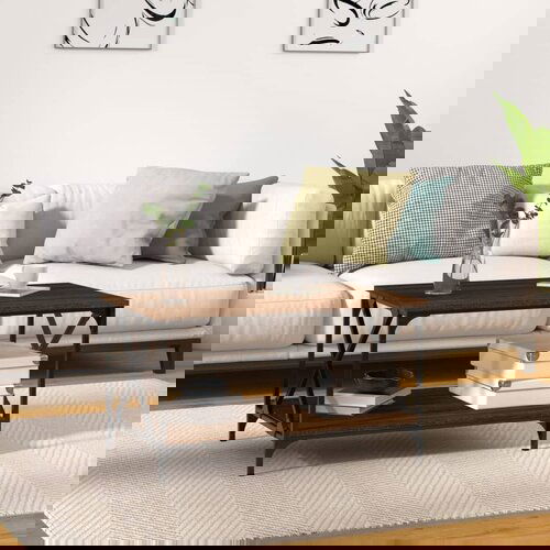 vidaXL Klubska mizica rjav hrast 80x50x45 cm inženirski les in železo Cene