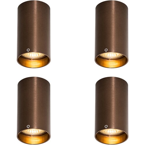 QAZQA Komplet 4 modernih temno bronastih reflektorjev 5,5 cm - Tuba Cene