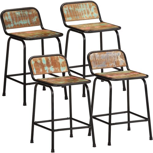 vidaXL Barski stolčki 4 črni 46x35,5x70 cm trden predelan les Cene