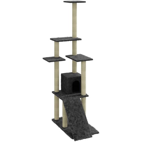vidaXL Mačje drevo s praskalniki iz sisala temno sivo 155 cm, (20797125) Cene