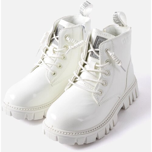 Big Star White lacquered ankle boots Slike