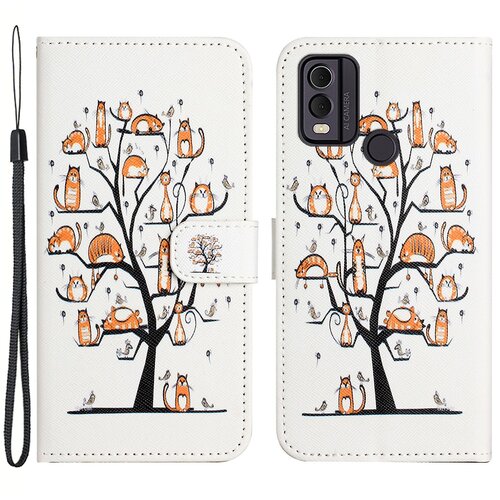 INORCO Ovitek za telefon z denarnico iz PU usnja za Nokia C32/C22, pokrov stojala za telefon s tiskanjem 3D vzorcev, (22037170) Cene