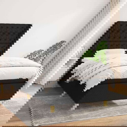  Box spring postelja z vzmetnico črna 100x200 cm blago, (20791950) Slike