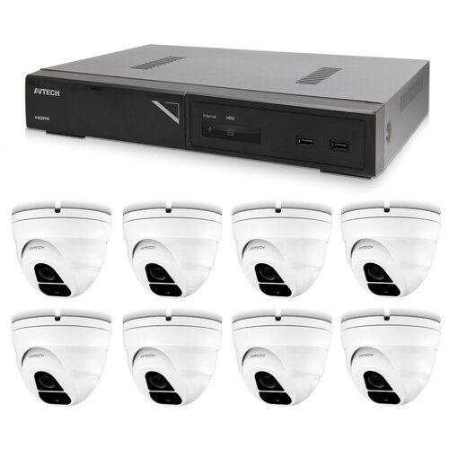 Avtech Komplet kamer 1x NVR AVH1109 in 8x 2MPX IP Dome kamera DGM2203SVSE + 8x UTP kabel 1x RJ45 - 1x RJ45 Cat5e 15m!, (20653022) Cene