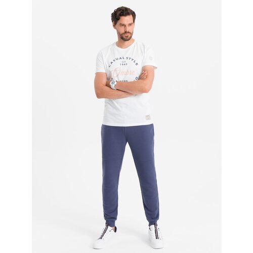 Ombre Men&amp;#039;s ottoman fabric sweatpants - dark blue Slike