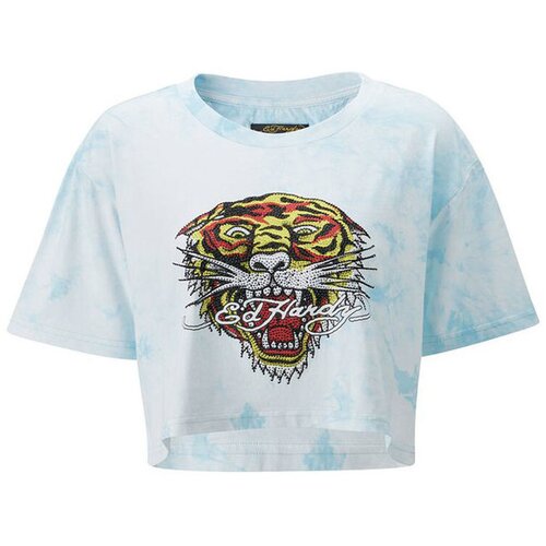 Ed Hardy Majice s kratkimi rokavi - Los tigre grop top turquesa Modra Cene