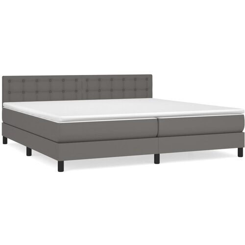Maison Chic Box spring postelja - Vzmetna postelja z vzmetnico siva 200x200 cm umetno usnje SL14895, (21900351) Cene