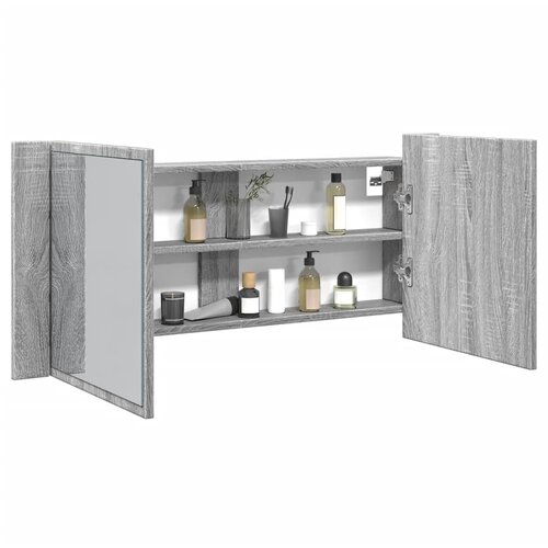 vidaXL LED kupaonski ormarić s ogledalom siva boja hrasta 100x12x45 cm Cijene